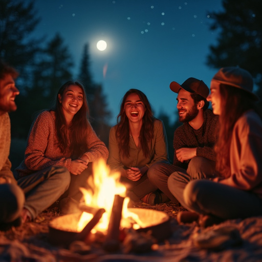 Campfire Companionship Under a Starry Sky