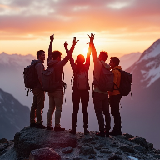 Silhouettes of Friendship Against a Vibrant Sunset