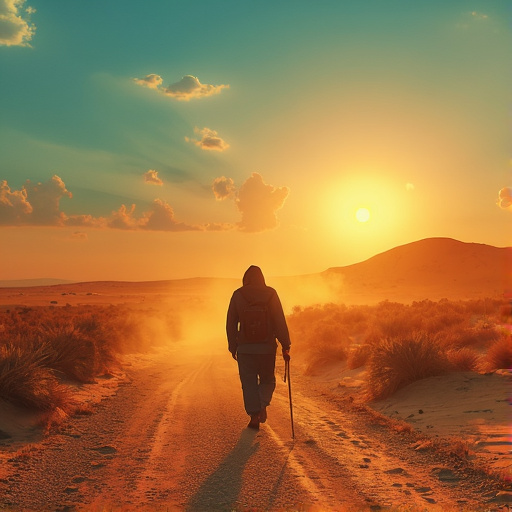 Silhouetted Hope in the Desert Sunset