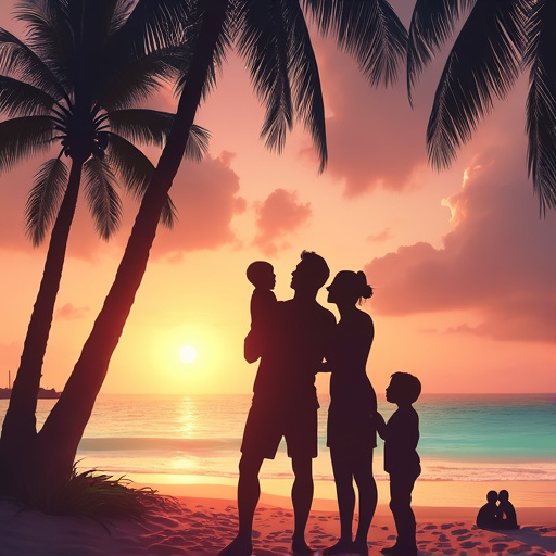 Silhouettes of Love: A Family’s Sunset Embrace