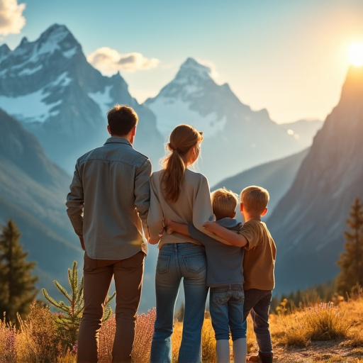 Silhouettes of Hope: A Family’s Moment of Serenity at Sunset