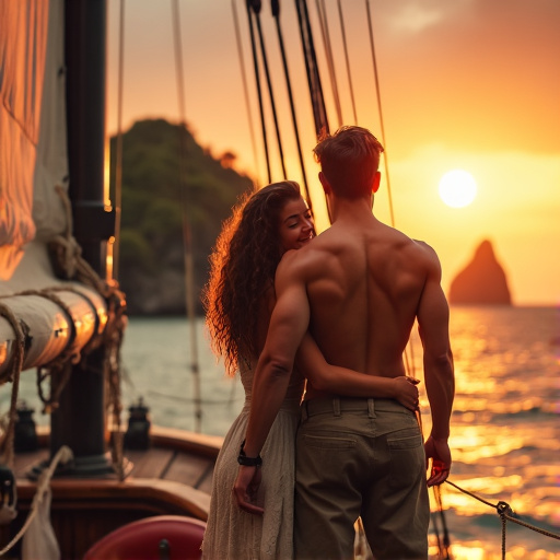 Sunset Romance on the Open Sea