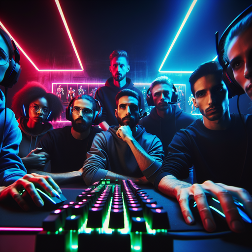 Neon Lights, High Stakes: Gamers Immersed in the Heat of Competition