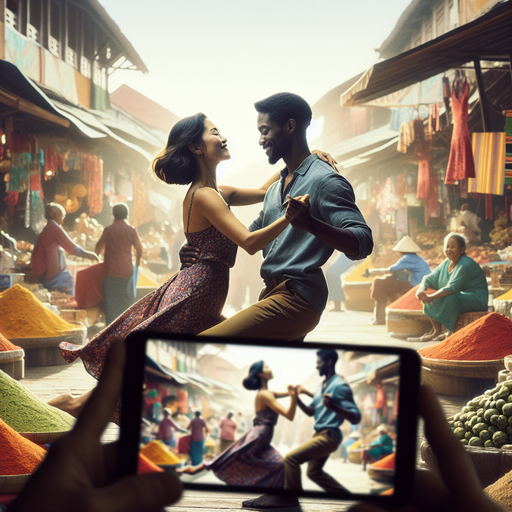 A Dance Amidst the Vibrant Market: A Romantic Adventure