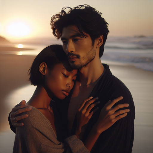 Sunset Embrace: A Romantic Moment on the Beach