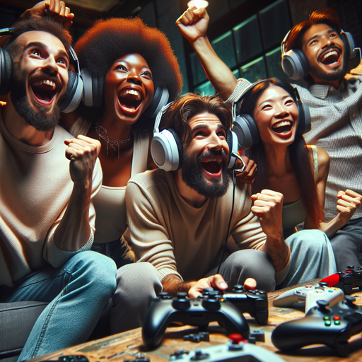 The Joy of Victory: Friends Celebrate a Gaming Triumph