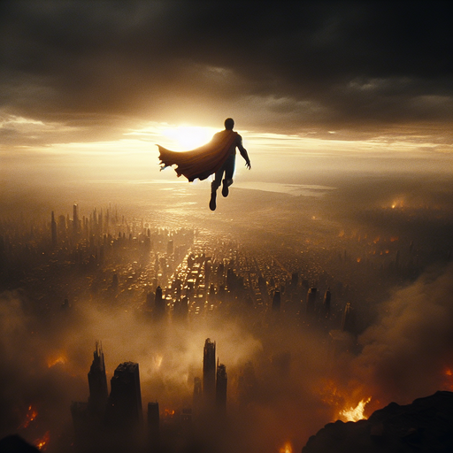 Superman: A Silhouette of Hope Amidst the Flames