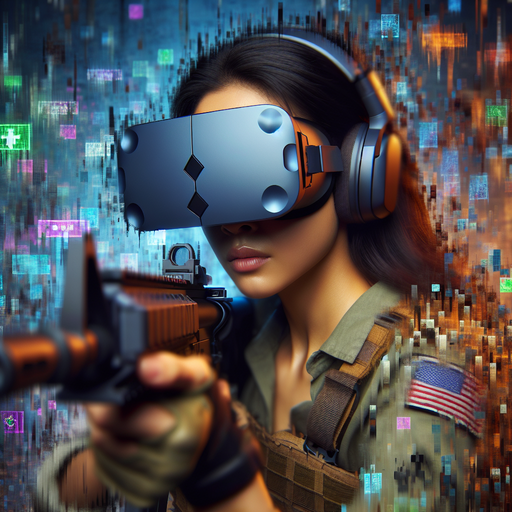 Pixelated Future: Woman in VR Battles the Unknown