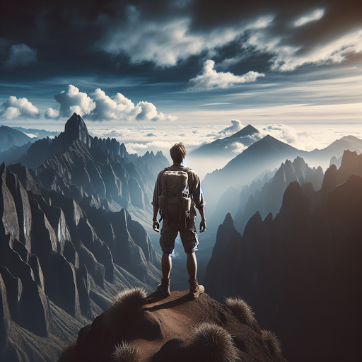 A Lone Hiker’s Moment of Awe on a Misty Mountain Peak