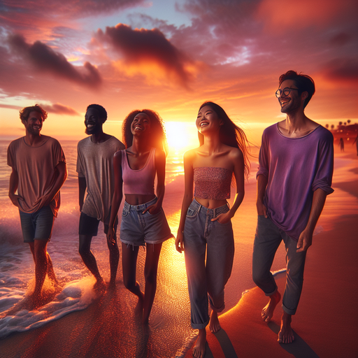 Sunset Smiles: Friends Embrace the Golden Hour