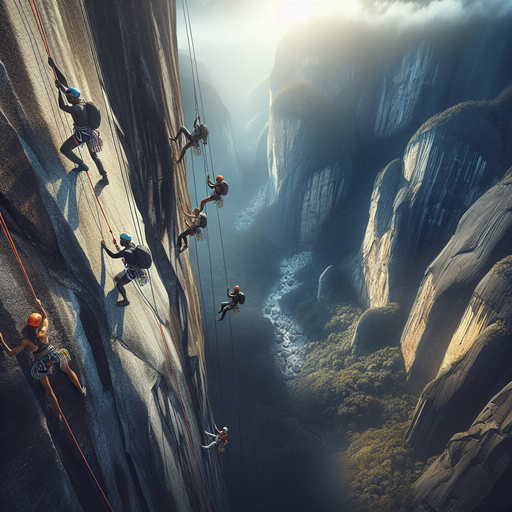 Daring Descent: Climbers Conquer a Majestic Cliff Face