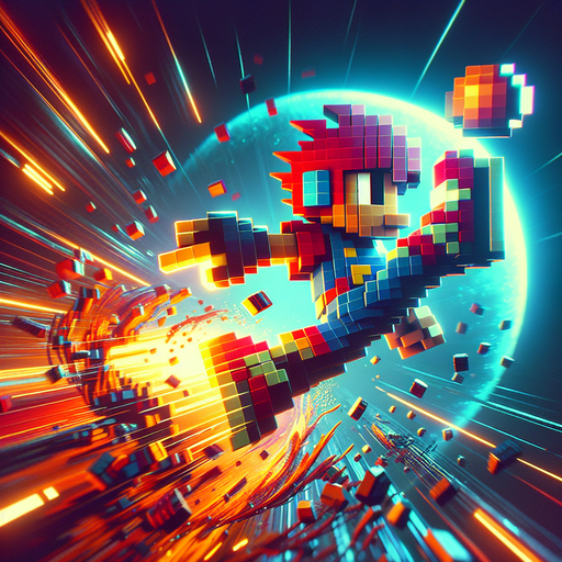 Pixelated Speed Demon Races Through a Digital Universe