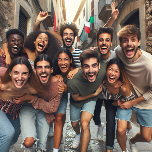 Joyful Laughter Echoes Through the Cobblestone Streets