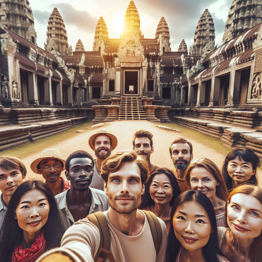 Golden Hour at Angkor Wat: Tourists Capture the Magic