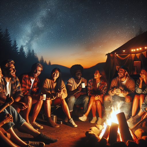 Campfire Laughter Under a Starry Sky