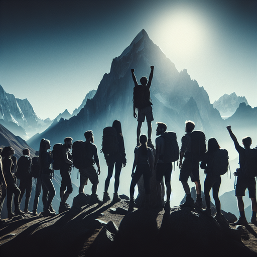 Silhouettes of Adventure: Hikers Conquer the Sunset