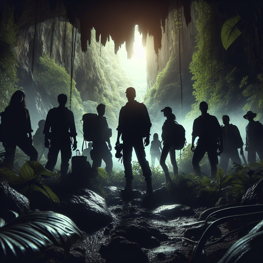 Silhouettes of Adventure: A Mysterious Cave Beckons