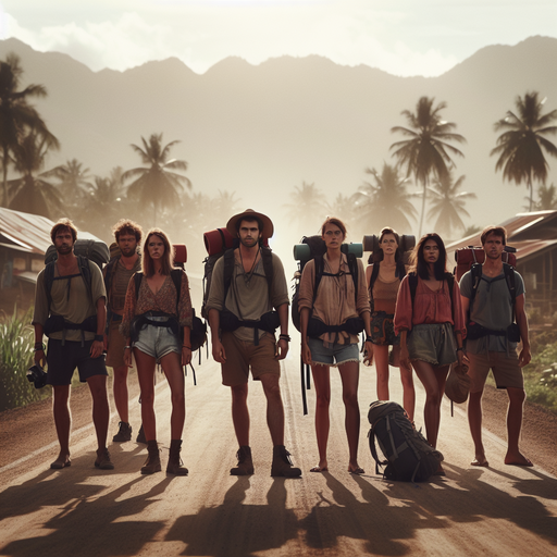 Golden Hour Adventure: Backpackers Embark on a Journey into the Unknown