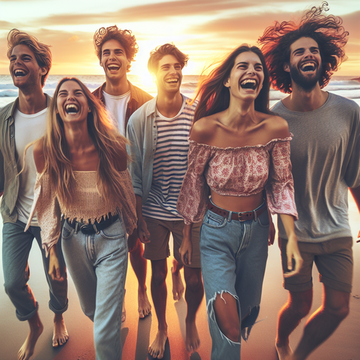 Sunset Smiles: Friends Embrace the Golden Hour