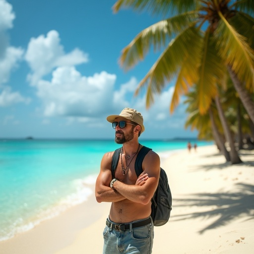 Mysterious Figure on a Tropical Beach