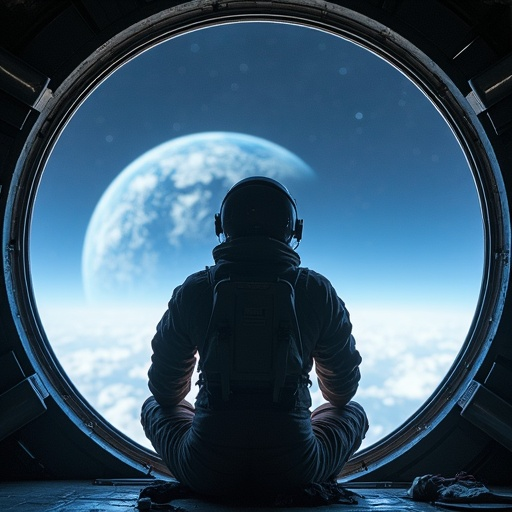 A Moment of Wonder: Astronaut Gazes at Earth from the Depths of Space