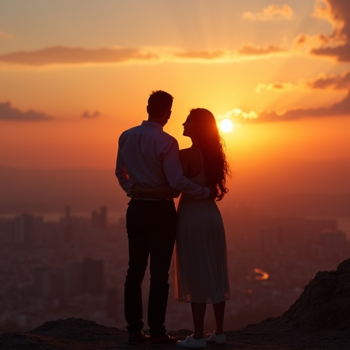 Silhouettes of Love Against a Sunset Sky