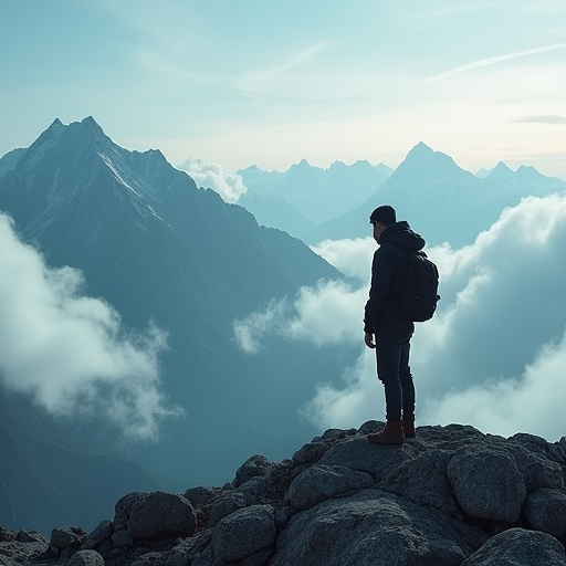 Solitude on the Summit: A Hiker Finds Tranquility Amidst the Clouds