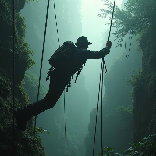 Silhouetted Climber Defies the Mist