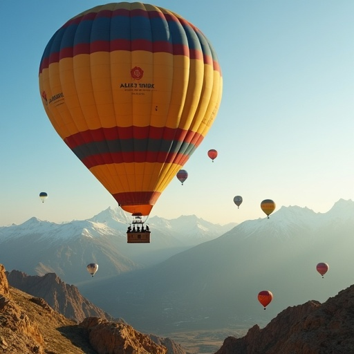 Soaring Serenity: A Hot Air Balloon Adventure Above Majestic Mountains