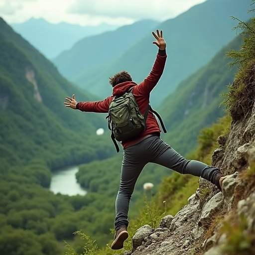 Daredevil Takes the Plunge: Man Jumps Off Mountain Cliff