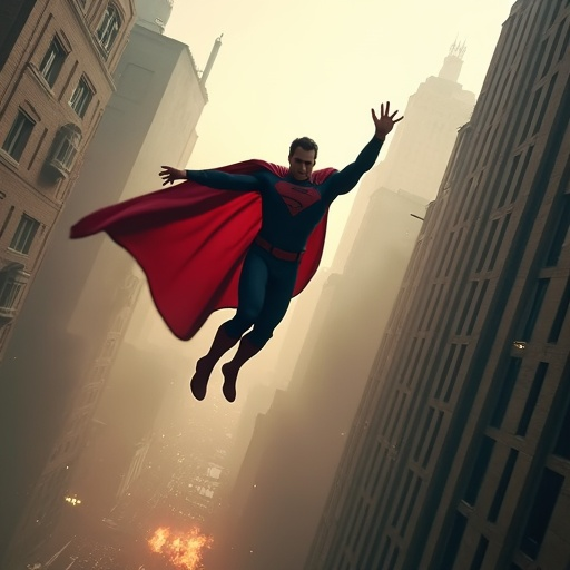 Superman Soars Above the City in Epic Display