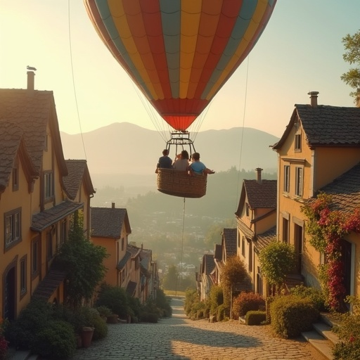 Dreamy European Village Soars with Hot Air Balloon