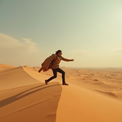 A Solitary Figure Against the Vastness of the Desert