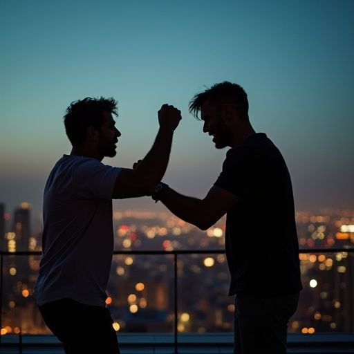 Silhouettes of Conflict: A City at Dusk