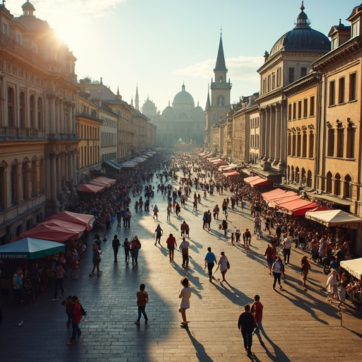 Sun-Drenched Cityscape: A Vibrant Urban Scene