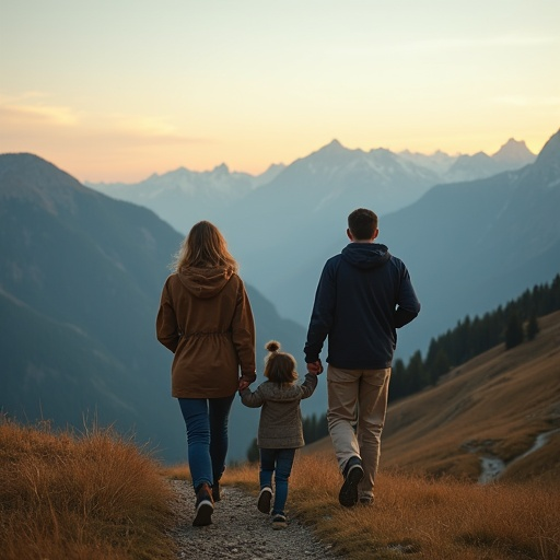 A Family’s Serene Adventure Amidst Majestic Mountains