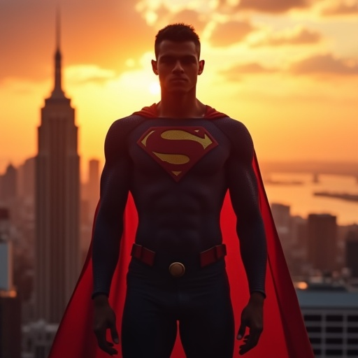 Superman at Sunset: A Hero’s Silhouette Against the City