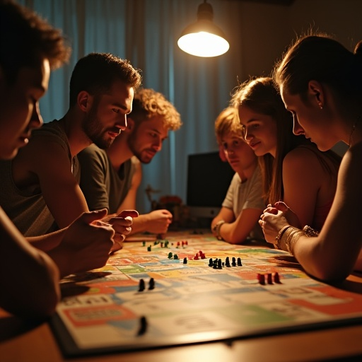 Friends Gather for a Cozy Night of Board Games