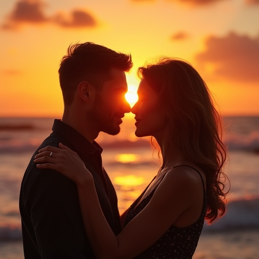 Silhouetted Love at Sunset