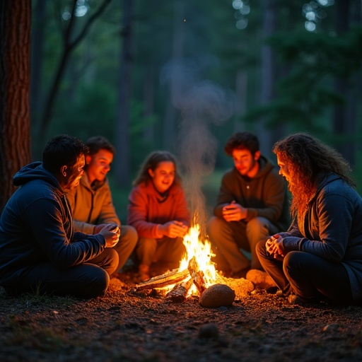 Campfire Companionship: A Cozy Gathering in the Woods