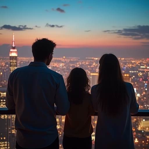 Silhouettes of Serenity: A Rooftop View of the City at Night