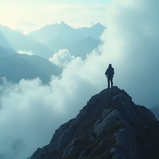 Solitude and Sunset on the Mountain Peak