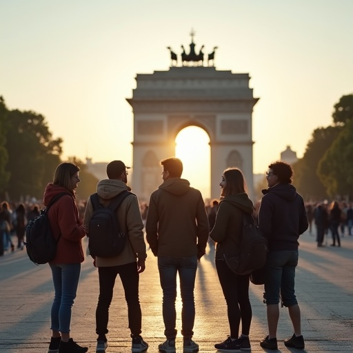 Friends Embrace the Golden Hour