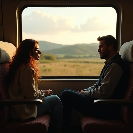 Silhouettes of Longing: A Sunset Train Ride