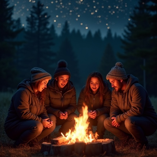 Campfire Companionship Under a Starry Sky