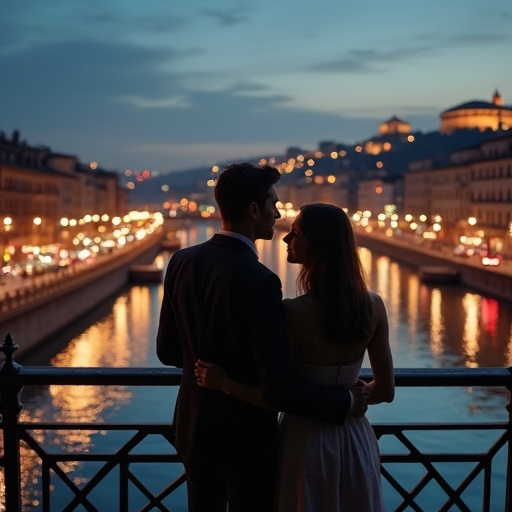 Silhouette of Love: A Romantic Moment on the Bridge