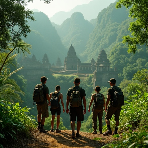 Awe-Inspiring Hike: Ancient Temple Looms Over Adventurous Explorers