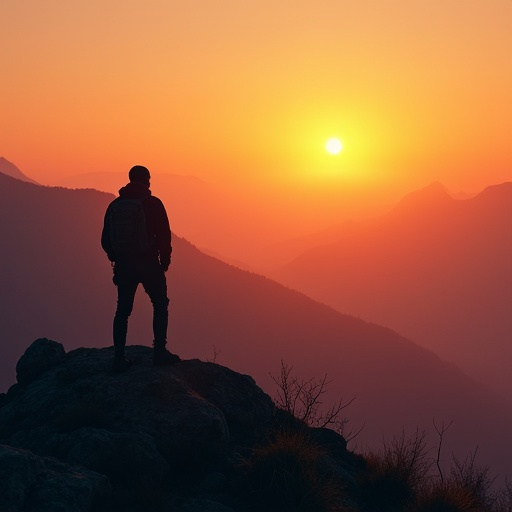 Silhouetted Against the Sunset: A Moment of Solitude and Awe