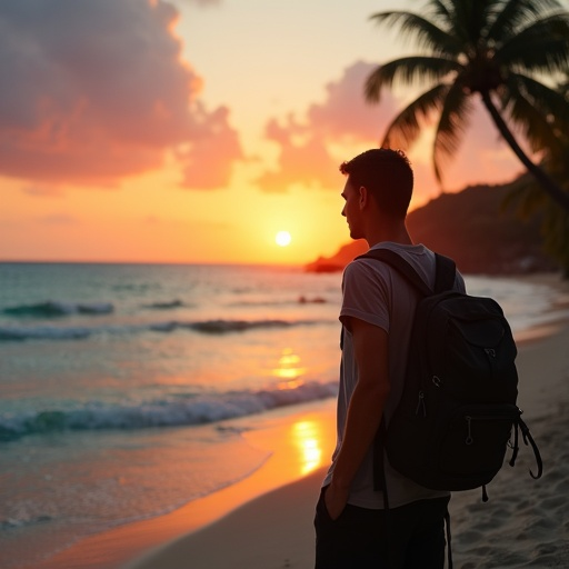 Silhouetted Serenity: A Man Contemplates the Sunset