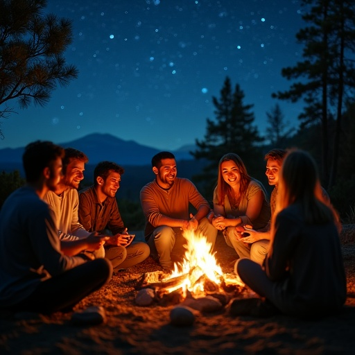 Campfire Laughter Under a Starry Sky